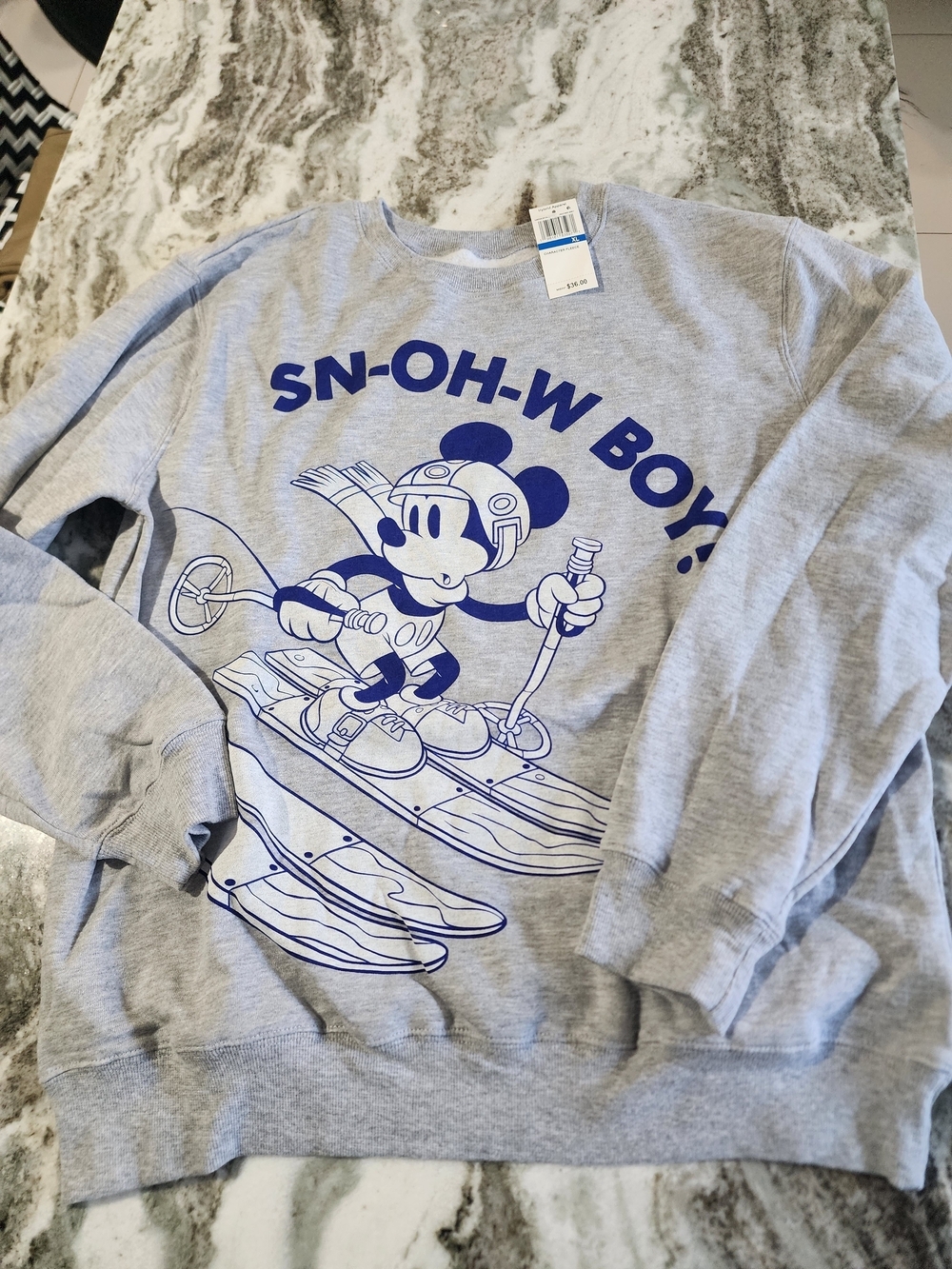 Hybrid Apparel Gray Crewneck Sweatshirt with Blue Ski Graphic